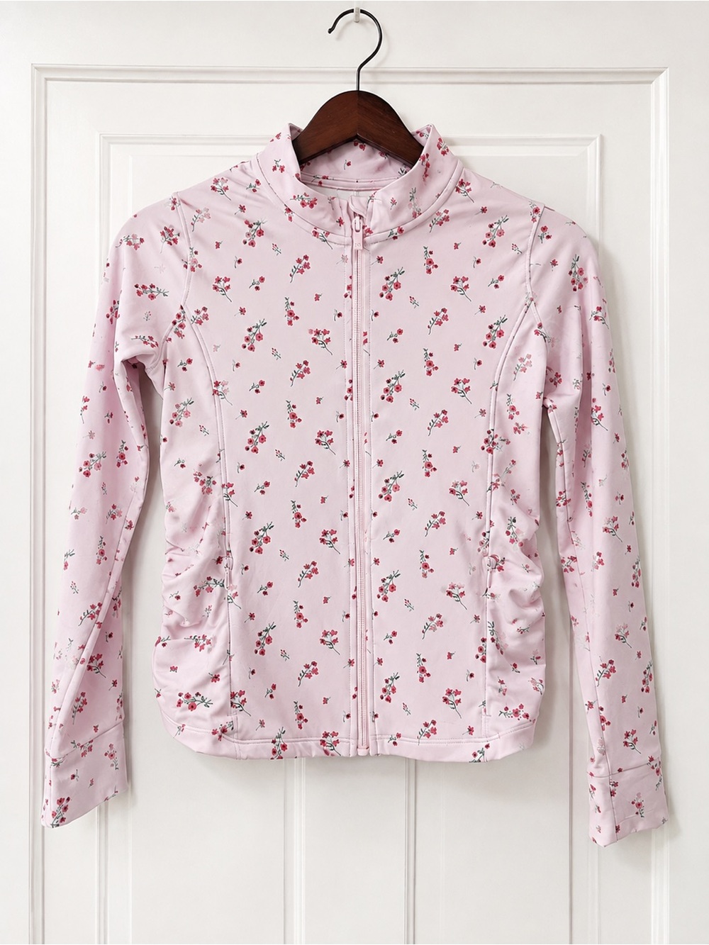 All in Motion Target Floral Full Zip Athletic Jacket Pink Girls Size XL